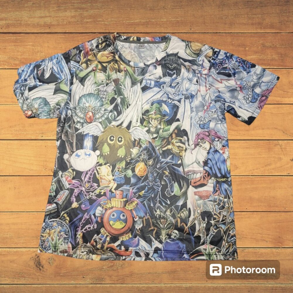 Vintage Yugioh Monsters All Over Print T-Shirt Size XXL